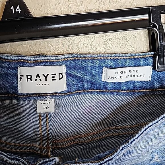 Frayed Jeans High Rise Straight Ankle 29 - Picture 10 of 11
